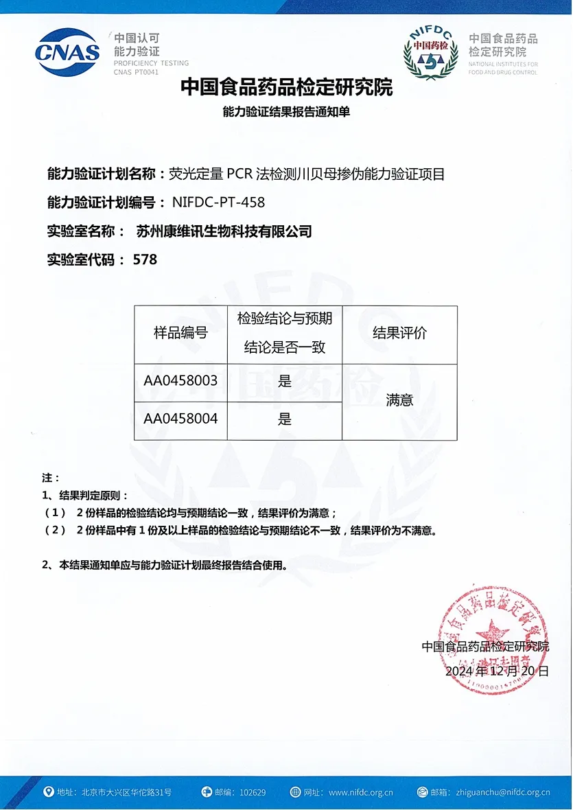 室间质评(NIFDC-PT-458)